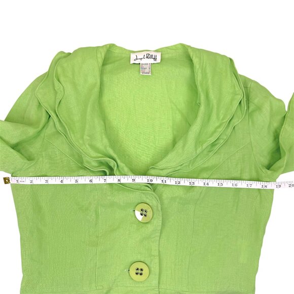 Vintage | Joseph Ribkoff | 6 | Ruffled Collar Blazer | Green | Y2K | Feminine - Picture 15 of 16